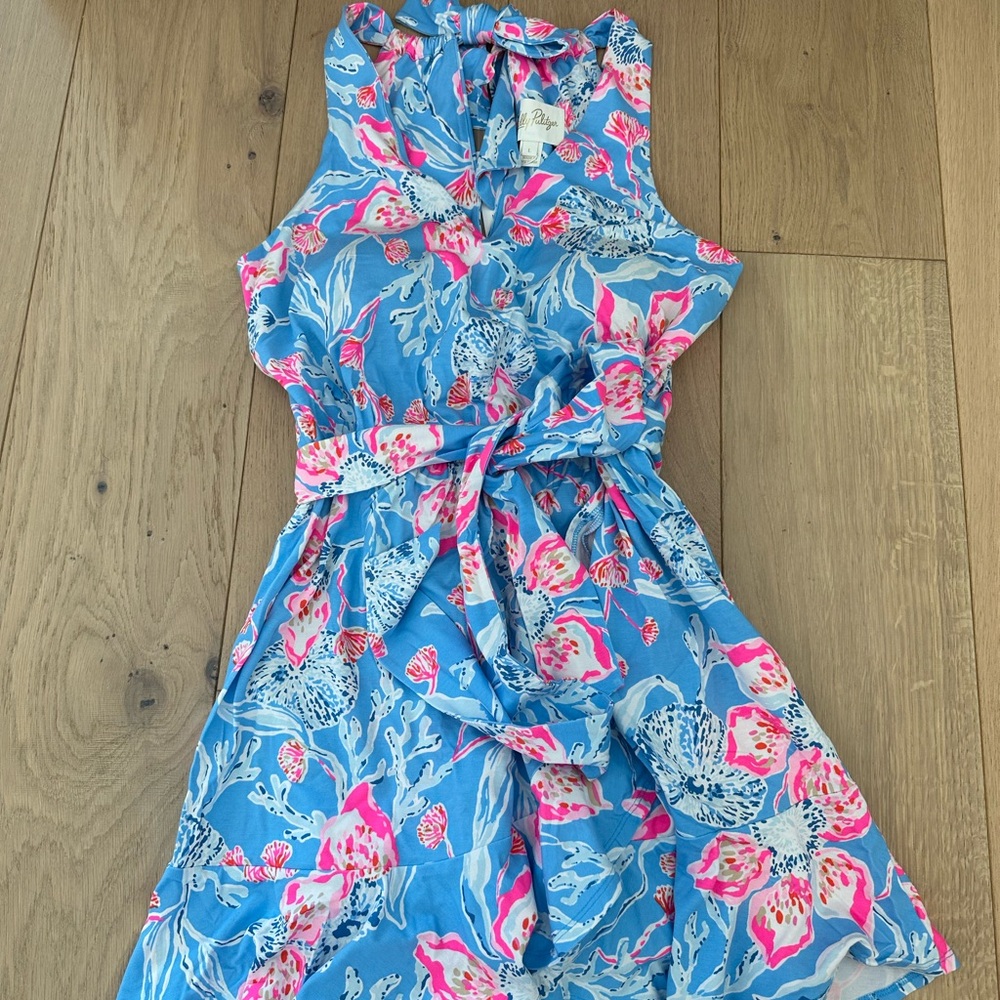 Lilly Pulitzer Halter Romper with Ruffle Hem